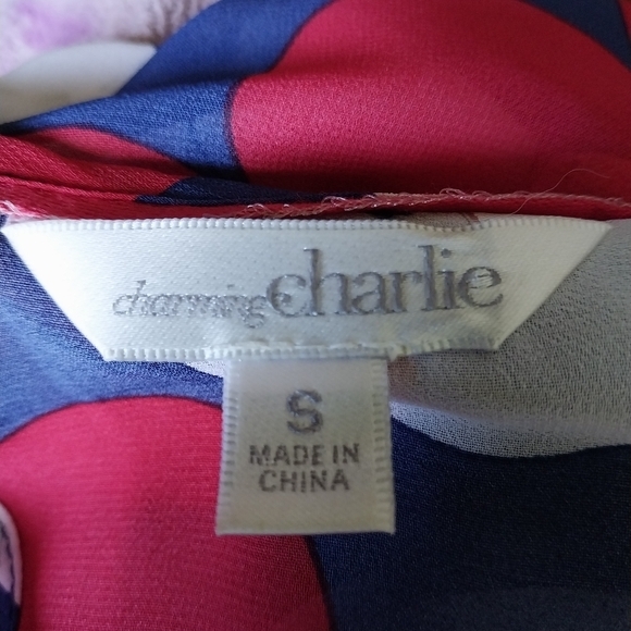 Charming Charlie NWOT Size Small Sleeveless‎ Blouse Red White Blue Polka Dots - Picture 7 of 9